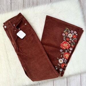 NWT Embroidered Corduroy Pants